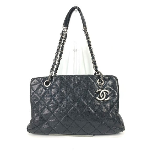 CHANEL Black Caviar Leather Logo Shoulder Bag - Picture 1 of 16